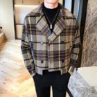 Long-sleeve Double-breasted Plaid Jacket