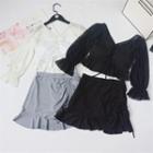 Set: Long-sleeve Lace-up Swim Top + Skirt