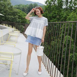 Tulle-layered Tiered T-shirt