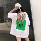 Elbow-sleeve Cutout Oversized T-shirt