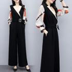 Notch Lapel Long-sleeve Wide-leg Jumpsuit