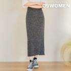 Plus Size Slit-back Long Knit Skirt