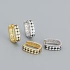 Checker Enamel Glaze U Shape Sterling Silver Earring