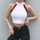 Color Block Halter Crop Top