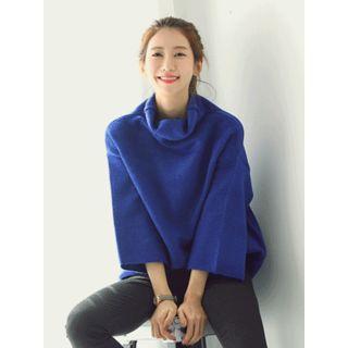 Cowl-neck Wide-sleeve Knit Top