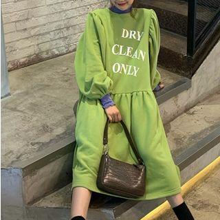 Lettering Midi A-line Sweatshirt Dress