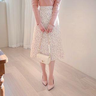 A-line Midi Floral Skirt