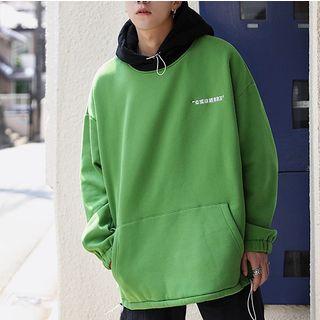 Drawstring Hem Lettering Hooded Sweatshirt