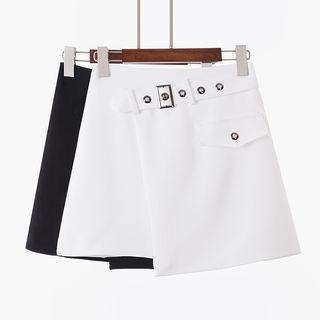 Grommet Buckled A-line Skirt