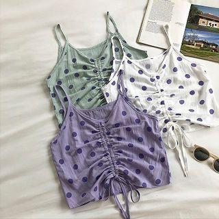 Polka Dot V-neck Drawcord Strap Top