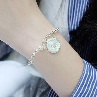 925 Sterling Silver Coin Bracelet Silver - One Size