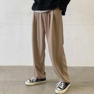 High-waist Plain Straight Cut Pants
