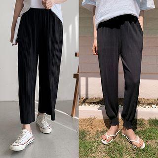 Crystal-pleat Straight-cut / Jogger Pants