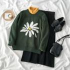 Long-sleeve Turtle-neck T-shirt / Flower Sweater