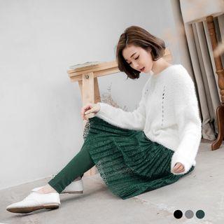 Inset Lace Pleated Skirt Legging