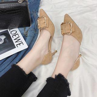 Buckled Pointed-toe Dorsay Pumps