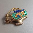 Fruit Basket Alloy Brooch Gold - One Size