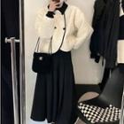 Quilted Double-breasted Jacket / Midi A-line Skirt