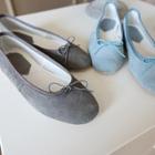 Bow-detail Genuine Leather Flats