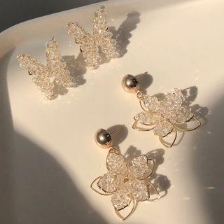 Faux Crystal Butterfly / Flower Earring