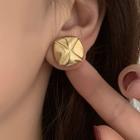 Cross Engraved Ear Stud Gold - One Size