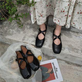 Crossover Strap Faux Leather Flats