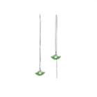 Fashion And Simple Green Ginkgo Leaf Tassel Enamel Earrings With Imitation Pearls Silver - One Size