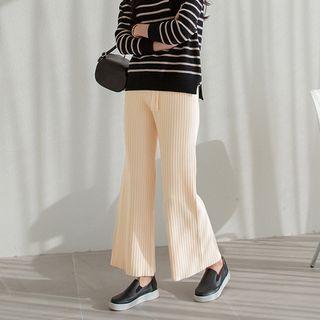 Drawcord-waist Rib-knit Pants