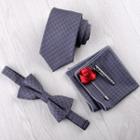 Set: Neck Tie + Bow Tie + Pocket Square + Tie Clip + Pin