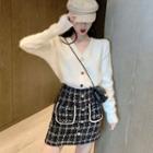 Knit Coats / Plaid Skirt