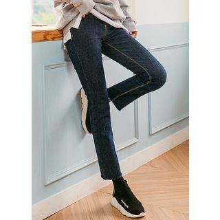 Hidden-band Brushed-fleece Lined Straight-cut Jeans