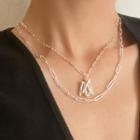 Layered Irregular Pendant Necklace Necklace - Layered - Silver - One Size