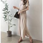 Round-neck Drawstring-waist Midi Dress