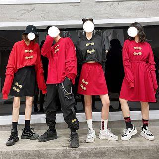 Couple Matching Chinese Frog Buttoned Pullover / Cargo Pants / A-line Skirt / A-line Dress