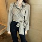 Boot-cut Pants / Long-sleeve V-neck Blouse