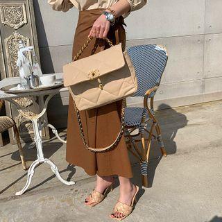 Coated Cotton Maxi Wrap Skirt Brown - One Size