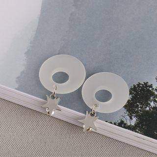 Star & Acrylic Hook Dangle Earring 1 Pair - S925 Silver - One Size