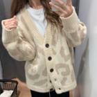 Leopard Print Cardigan / Straight-fit Pants