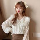 Long-sleeve Lace Button-up Blouse
