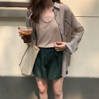 Plain Shirt / Camisole Top / Shorts / Set