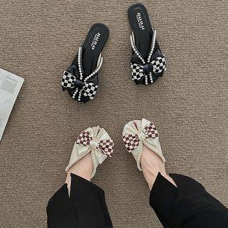 Checkerboard Bow Flat Mules