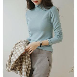 High-neck Textured Slim-fit Top