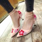 Flower Applique Heel Sandals