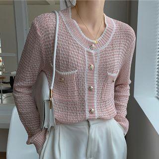 Long-sleeve Single Breasted Cropped Cardigan