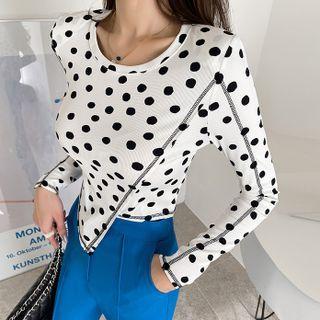 Asymmetric-hem Polka-dot Top