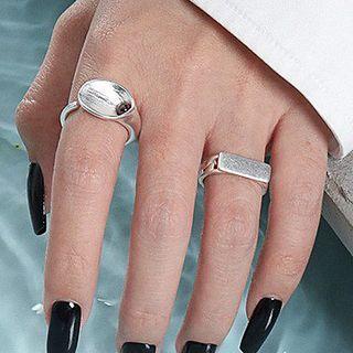 Rhinestone Disc Sterling Silver Open Ring
