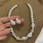 Faux Pearl Necklace / Stud Earring