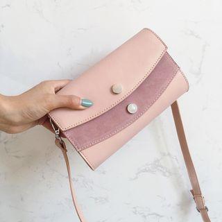 Faux-suede Panel Shoulder Bag