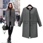 Woolen Sheath Plain Tweed Coat