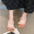 Faux Pearl Detail Toe-loop Sandal Slippers